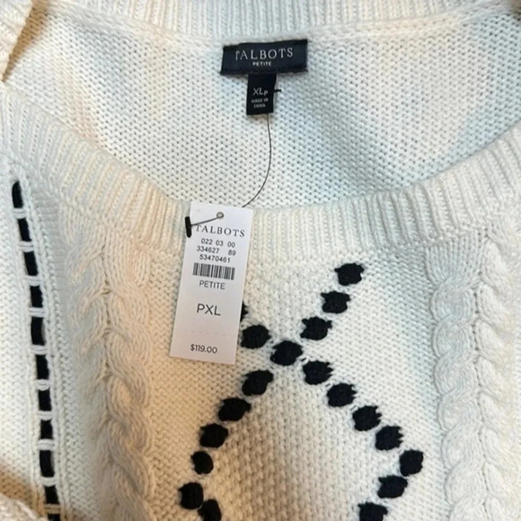 TALBOTS NWT Boatneck Cable Knit Velvet Ribbon PXL‎ - Picture 8 of 8